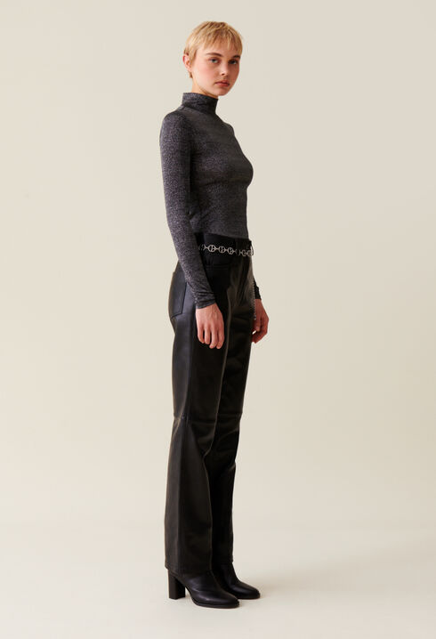 Sous-pull jersey brillant col haut