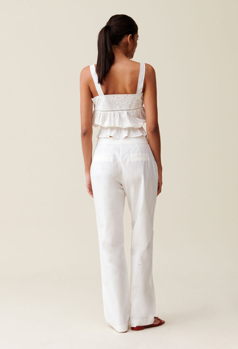 Pantalon droit brodé