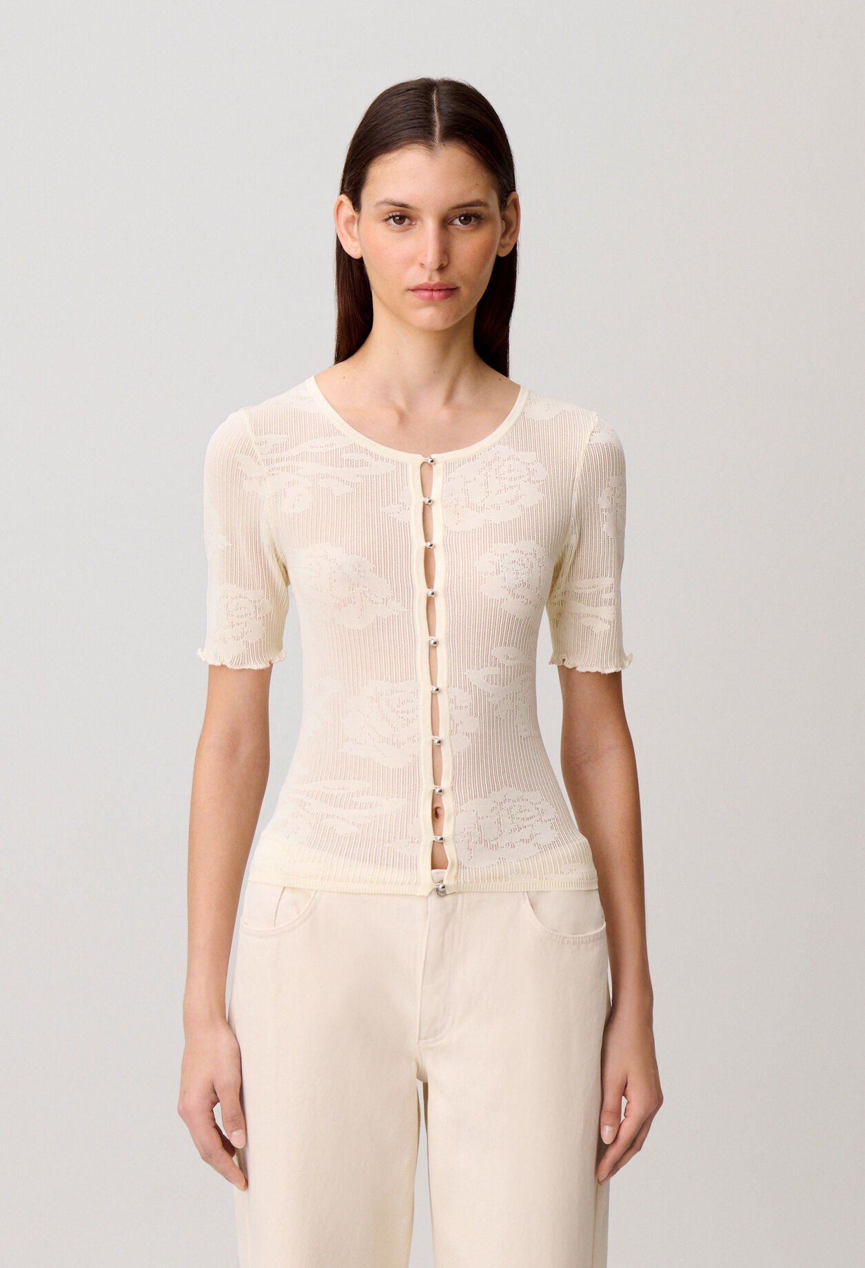 Cardigan maille fleurs