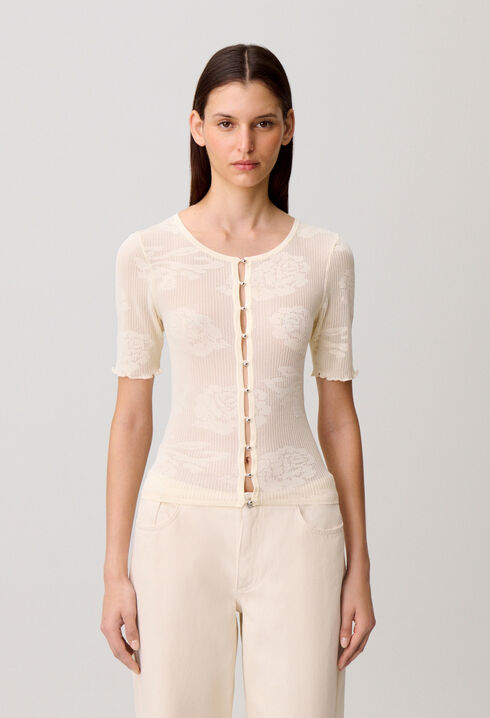 Cardigan maille fleurs