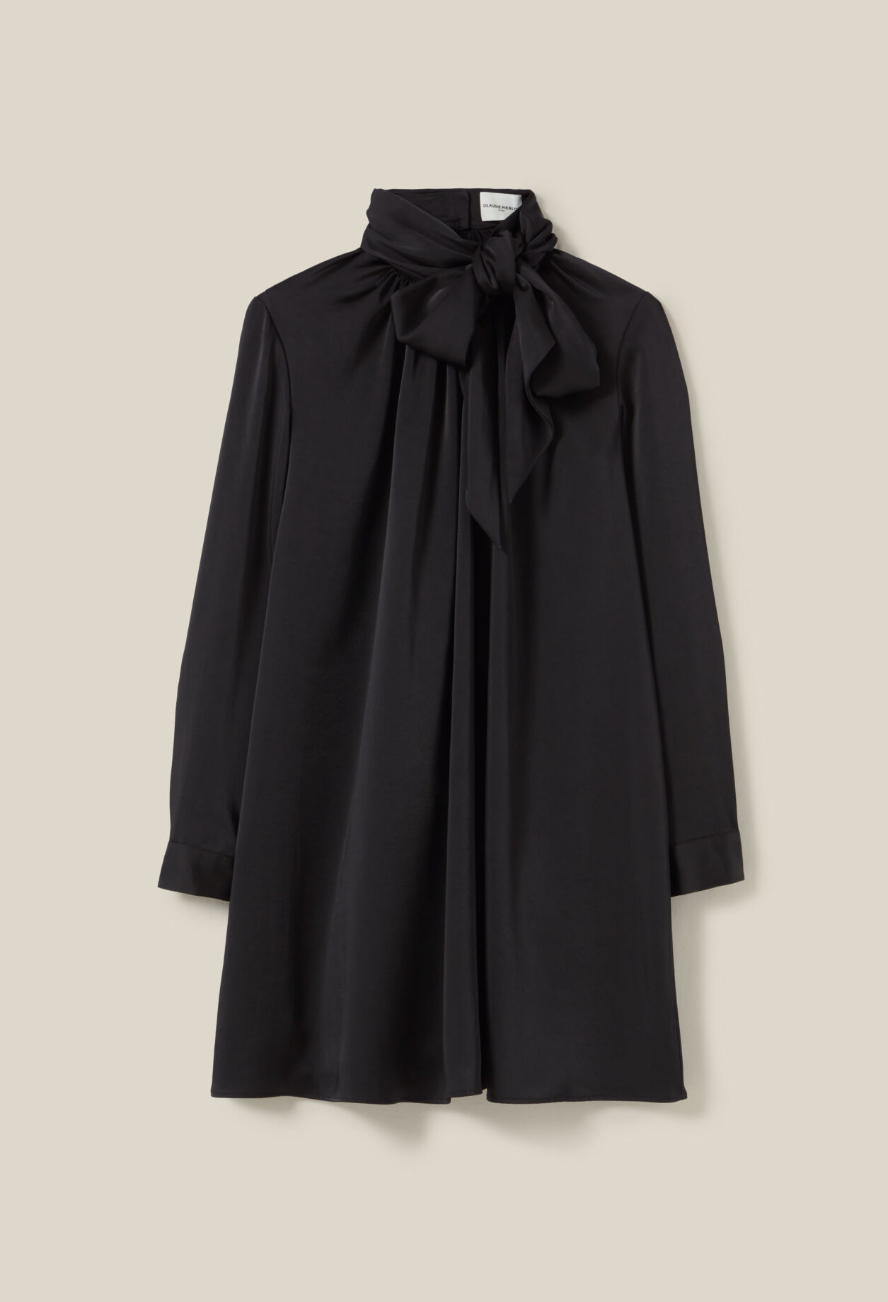 Robe fluide col lavallière noir