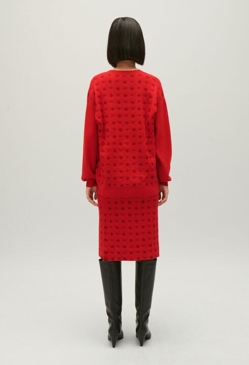 Cardigan jacquard rouge