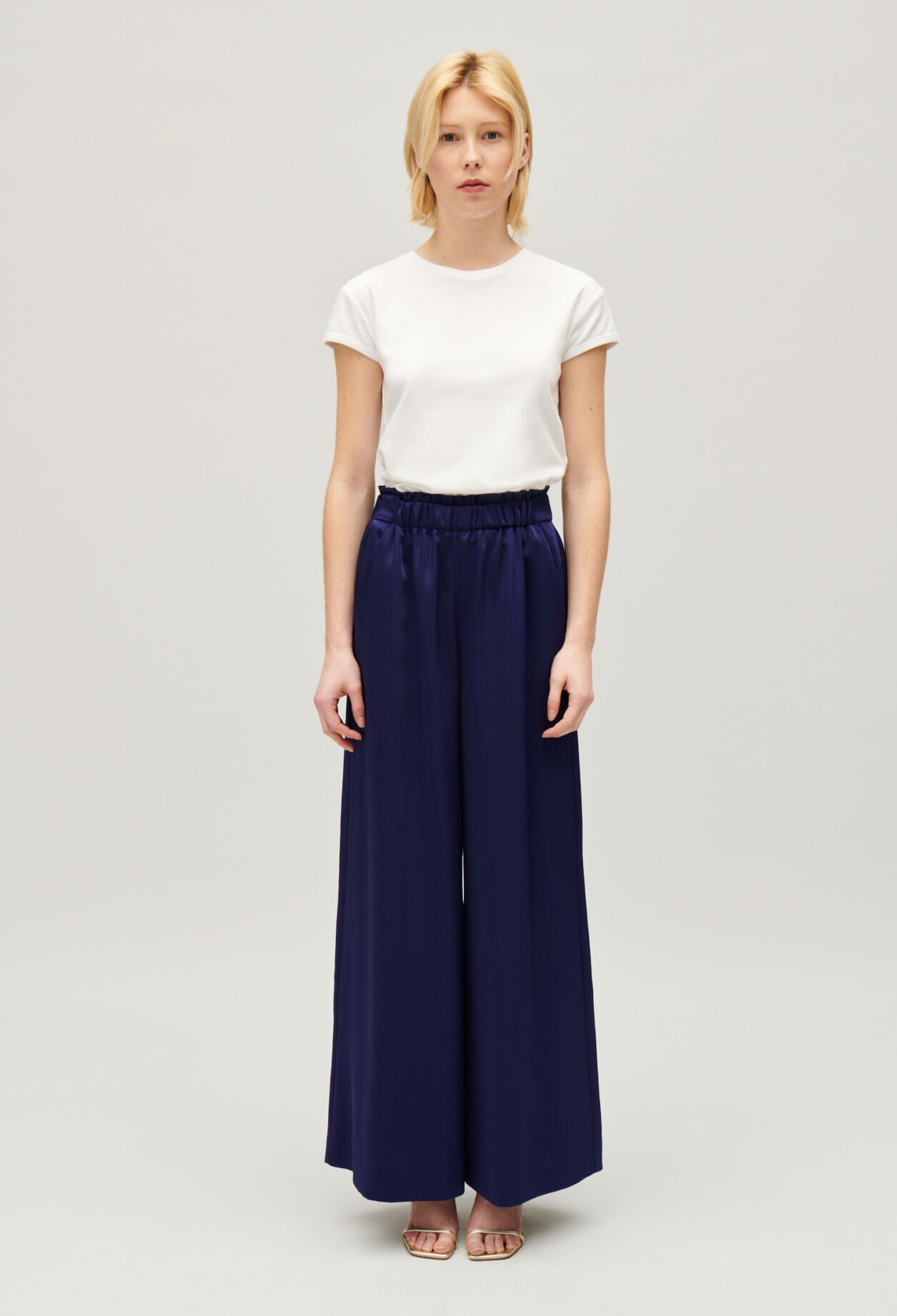 Pantalon large taille smockee