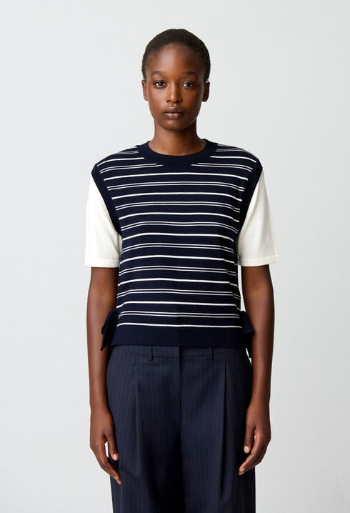Pull maille ray&eacute; c&oelig;ur