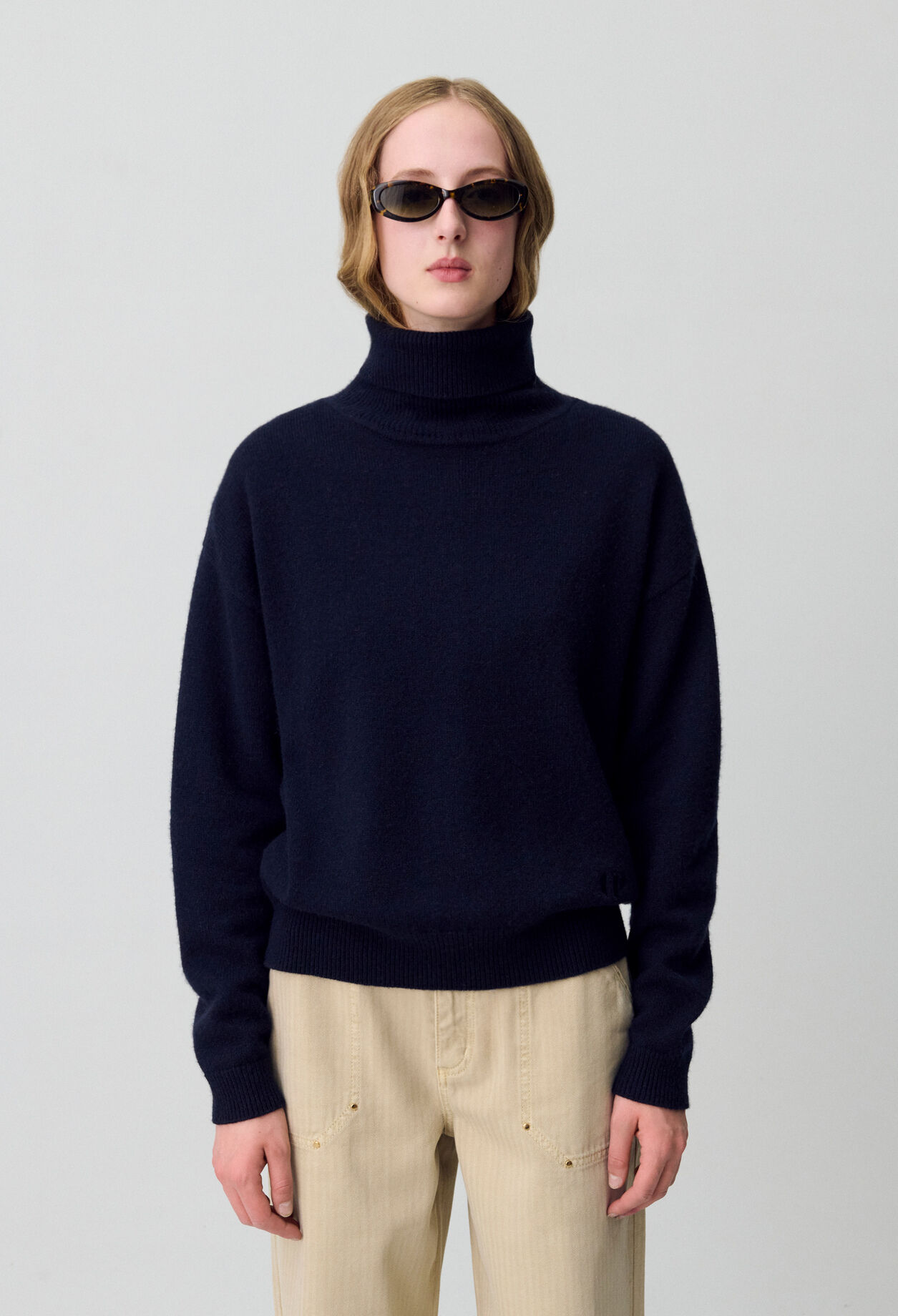 Pull cachemire bleu marine
