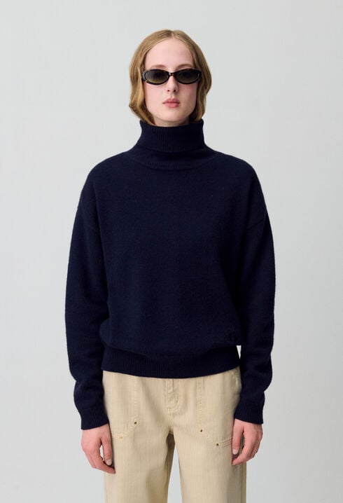 Pull cachemire bleu marine