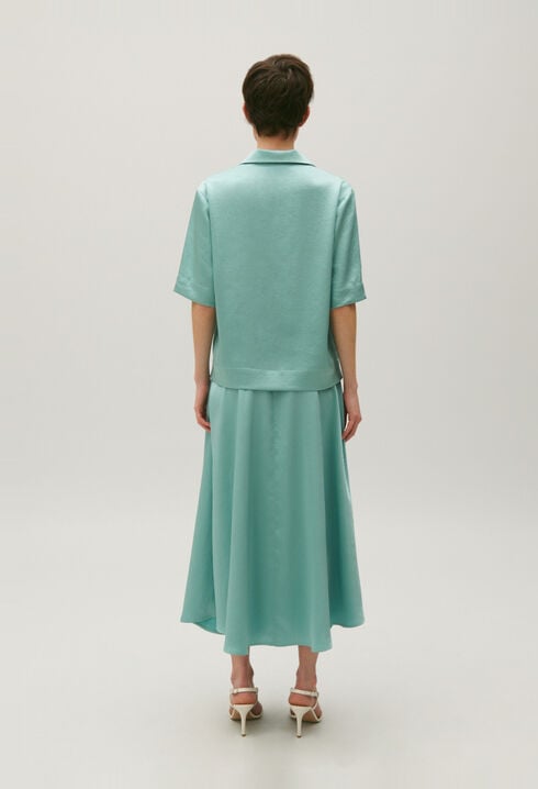 Chemise fluide satinée vert d'eau