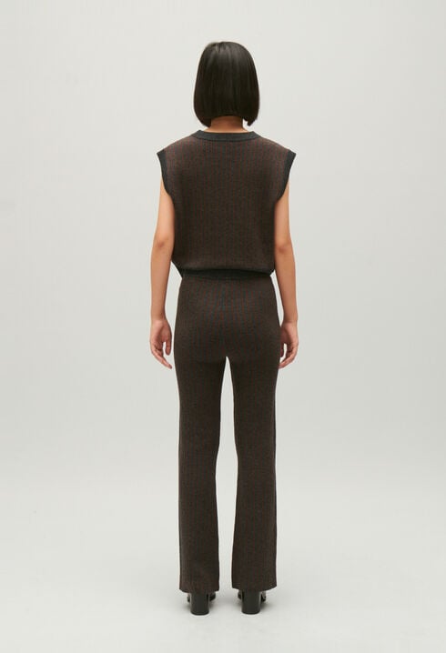 Pantalon maille rayée 