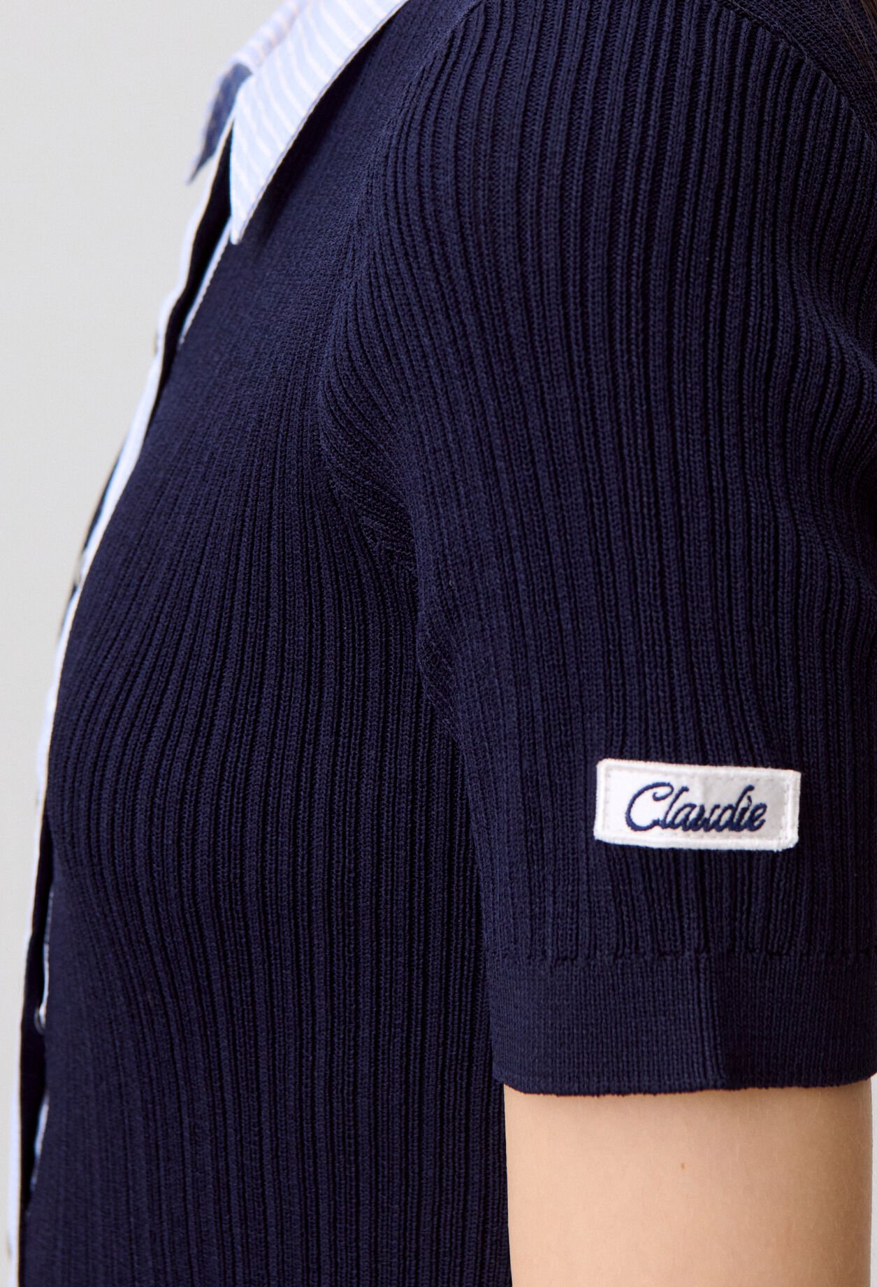 Cardigan bi mati&egrave;res ray&eacute;