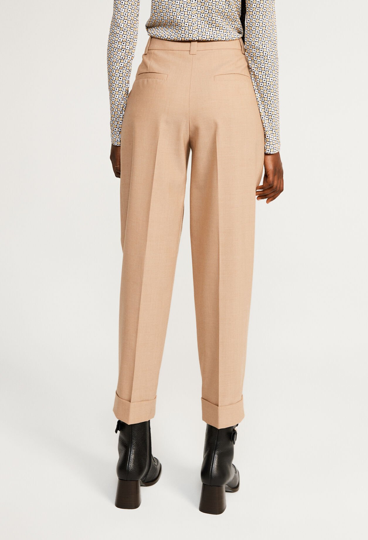 Pantalon à revers laine traçable