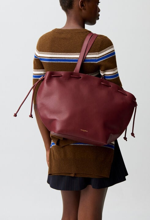 Sac cuir lisse anneaux dor&eacute;s