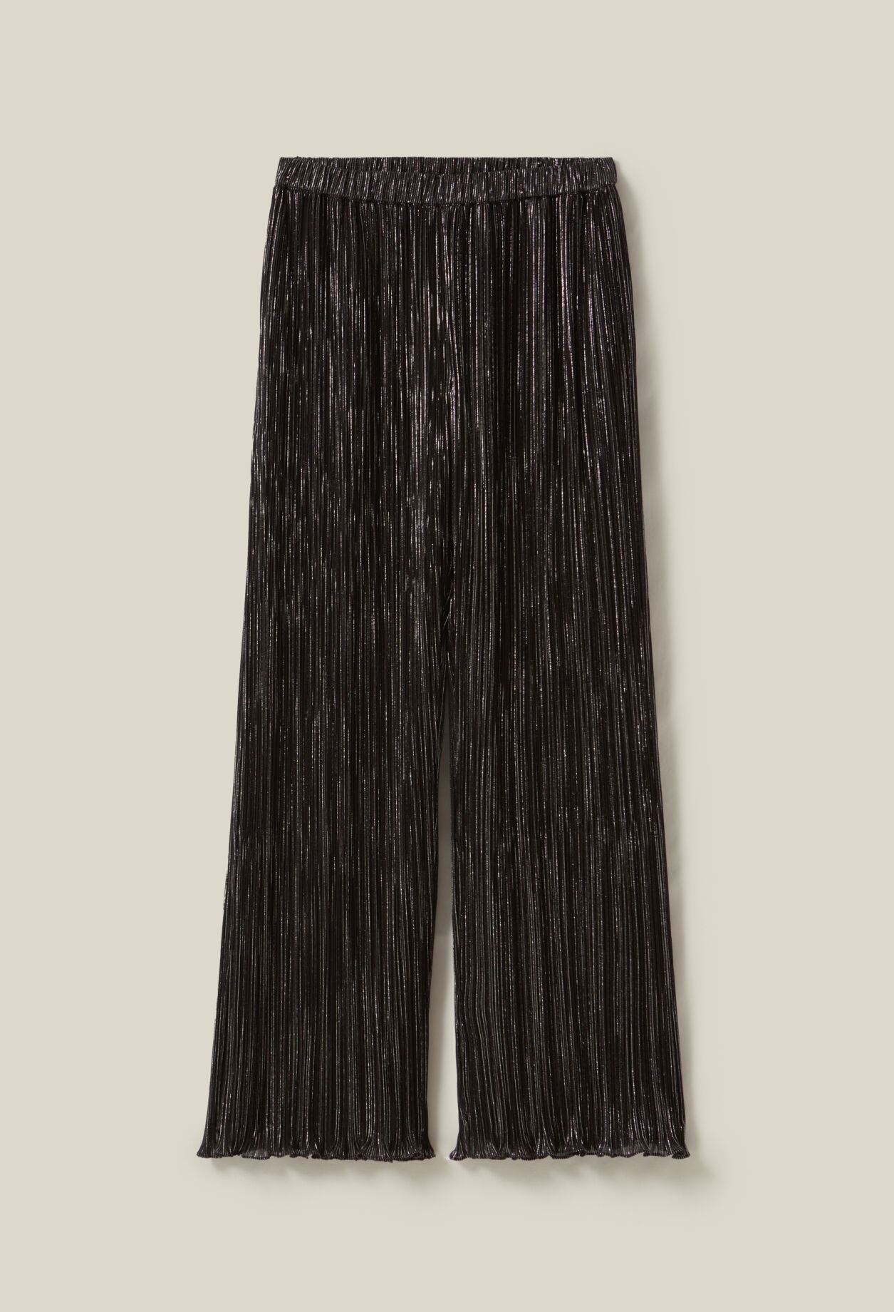 Pantalon fluide plissé argenté