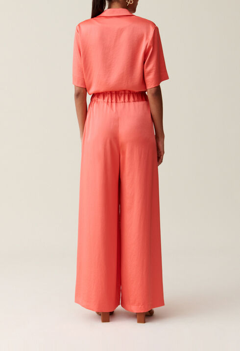 Pantalon fluide satin&eacute;
