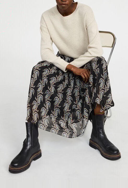 Jupe longue fluide imprimé cachemire