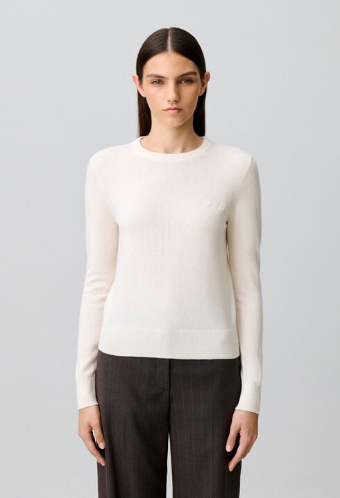 Pull maille foulard amovible