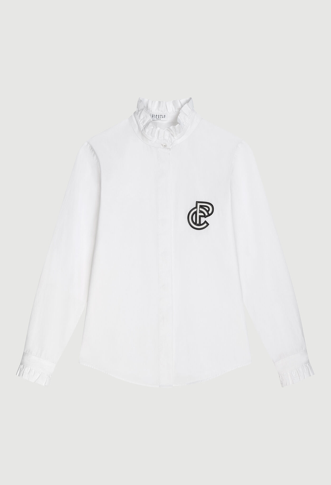 Chemise à col montant plissé