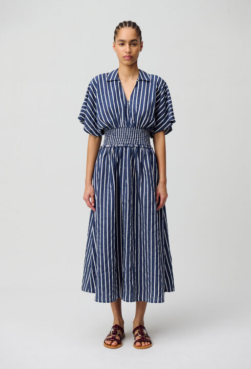 Robe cache-cœur rayée