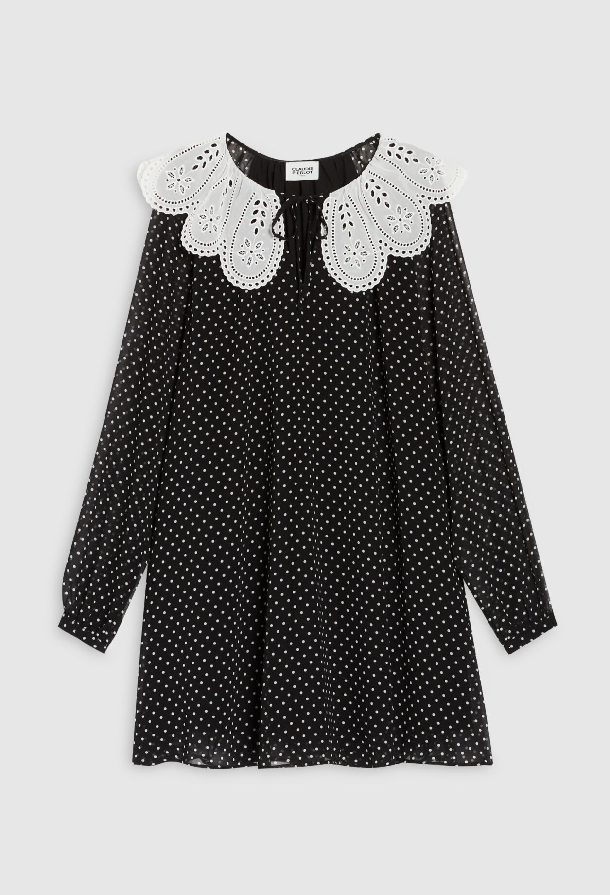 Robe courte Rifi large col imprimé pois