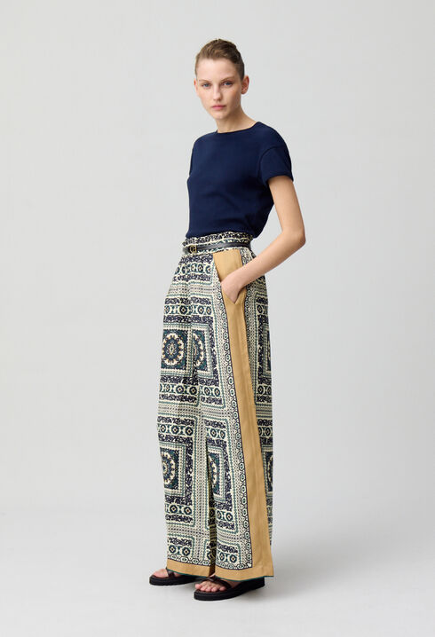 Pantalon large fluide imprimé