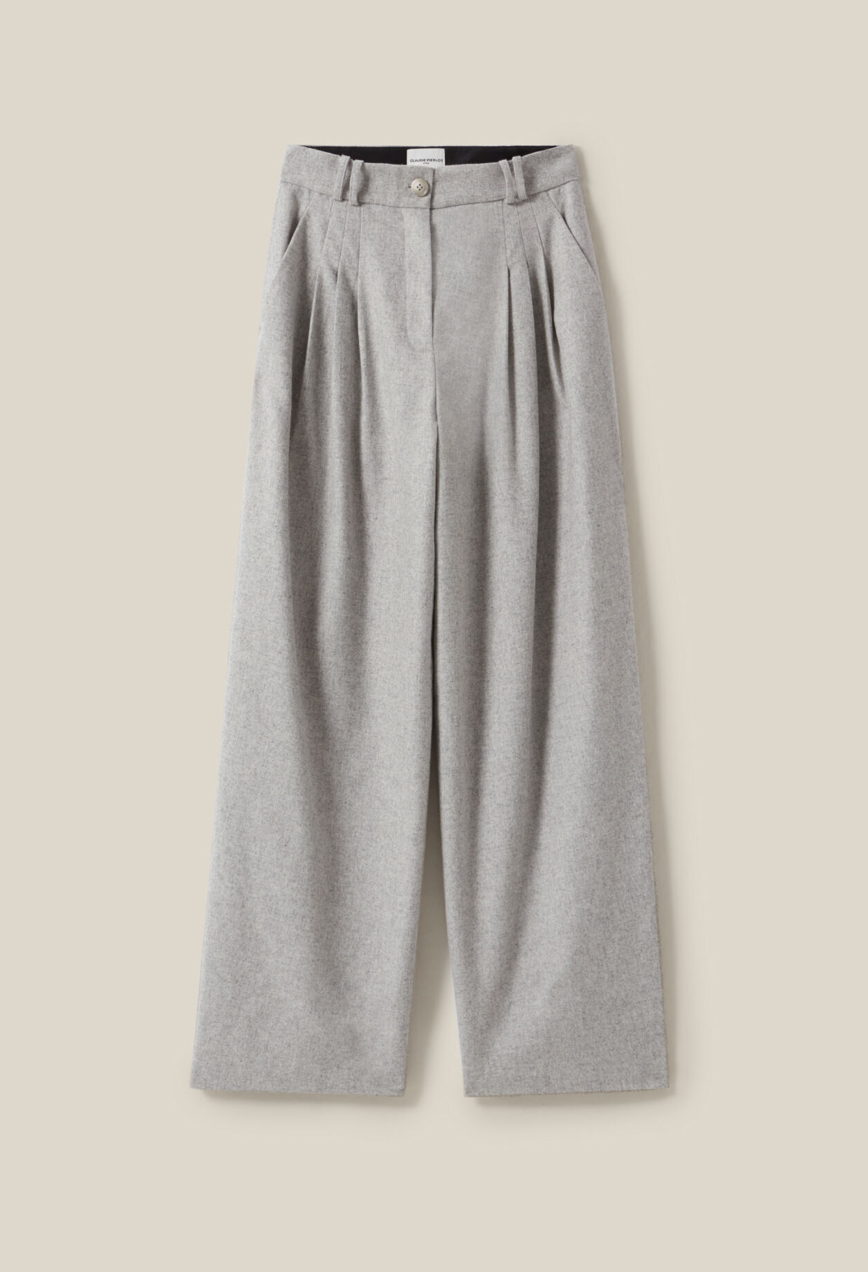 Pantalon large maille gris clair