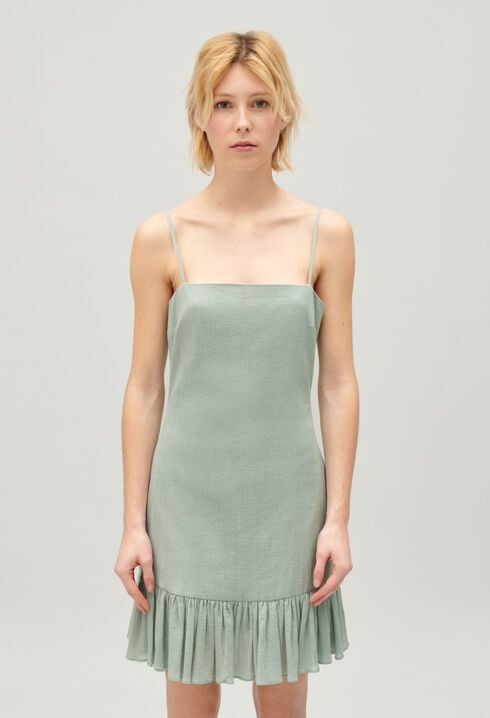 Robe courte volantée amande