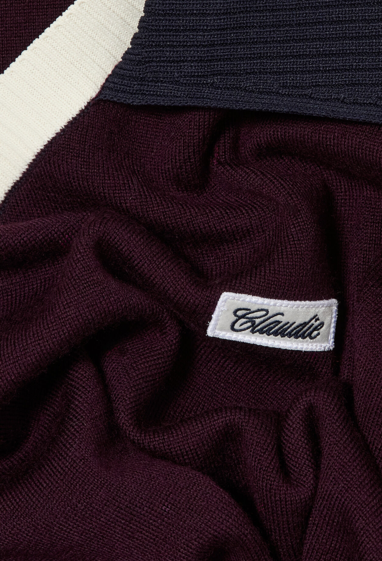 Pull maille double col contrast&eacute;