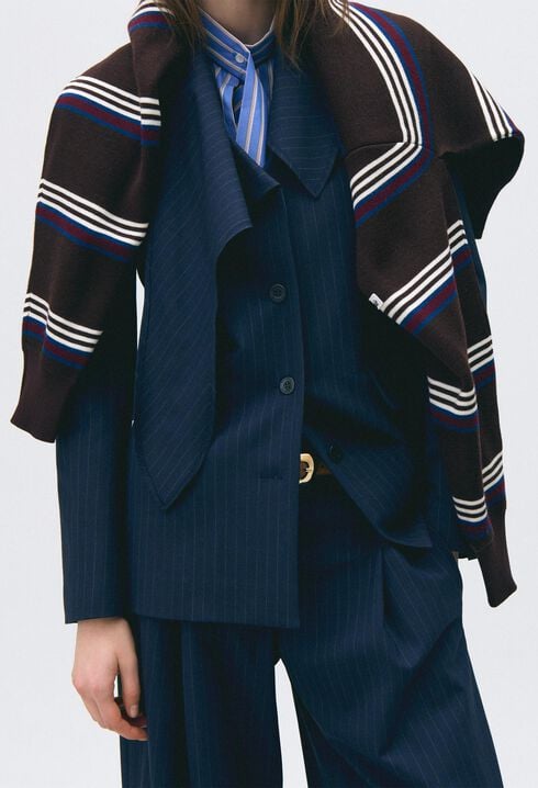 Veste laine foulard amovible