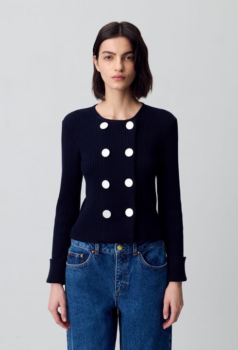 Cardigan laine mélangée boutonné