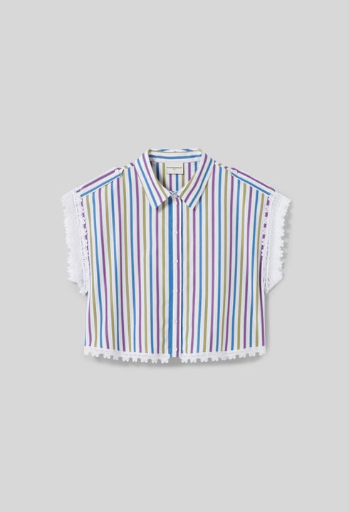 Chemise ray&eacute;e dentelle
