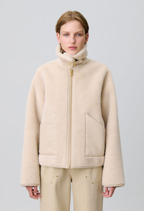 Manteau effet peau lainée