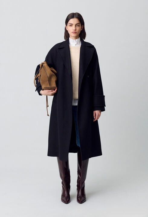 Manteau mi-long laine mélangée