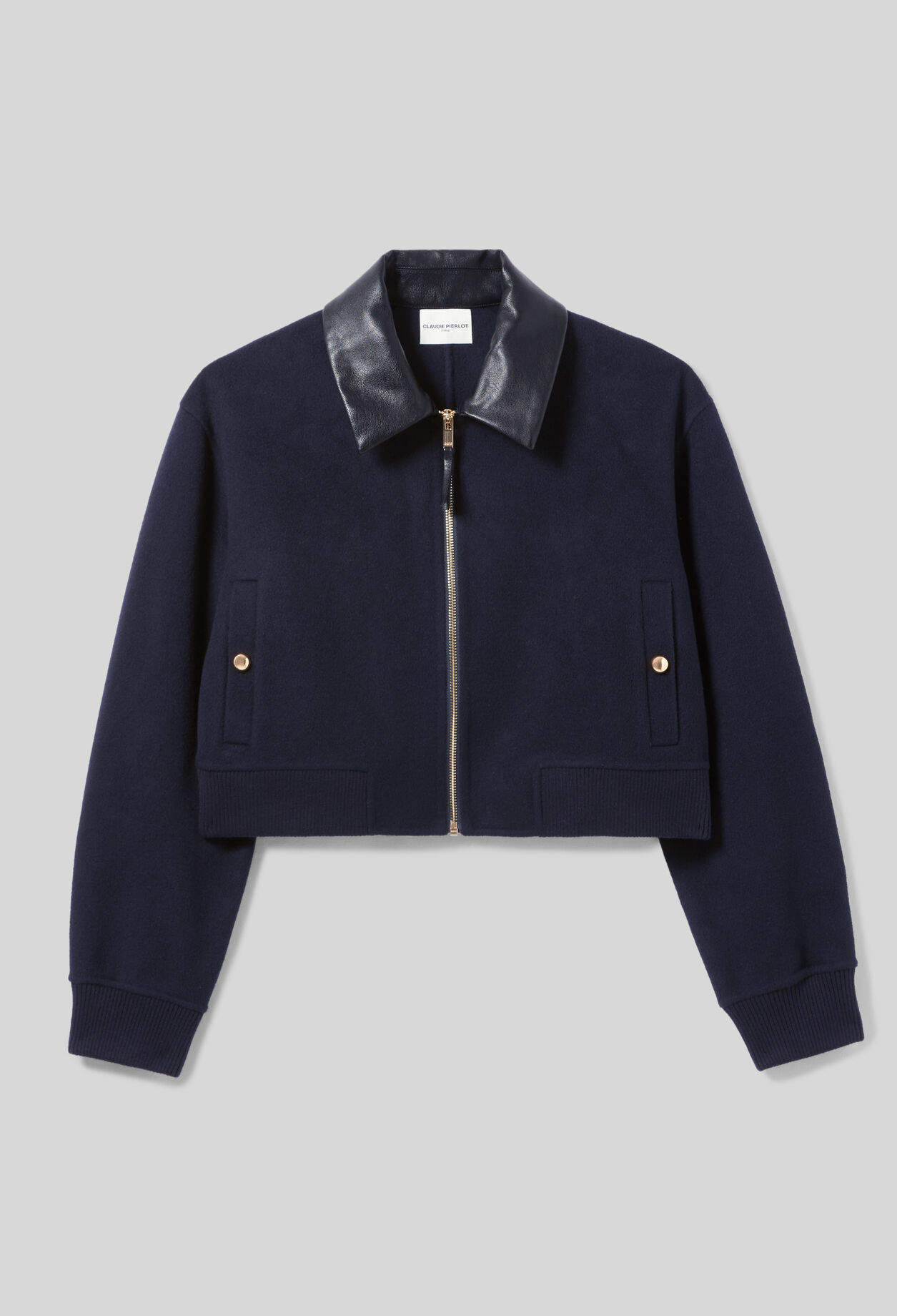 Blouson laine col similicuir