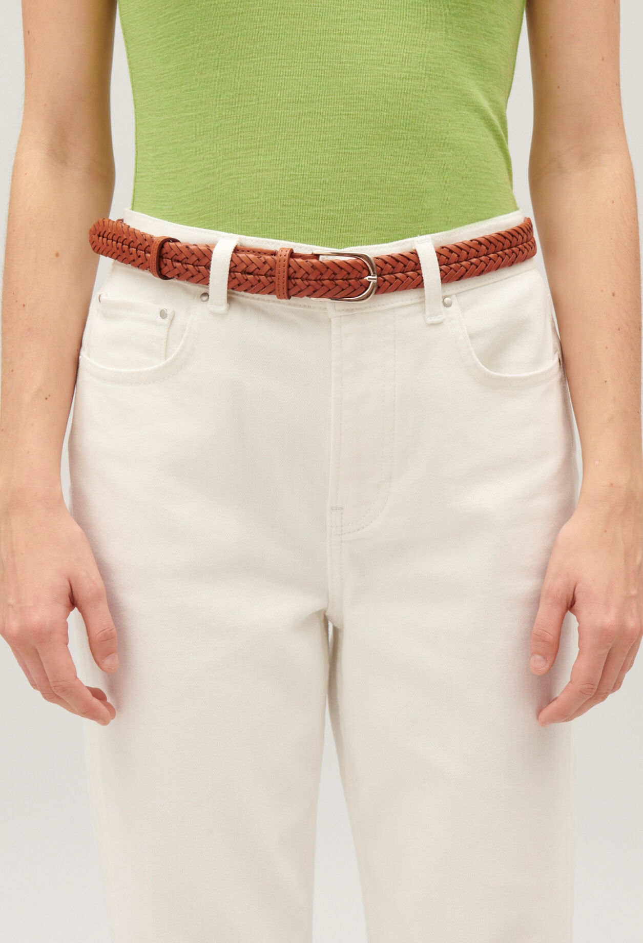 Ceinture tress&eacute;e cuir