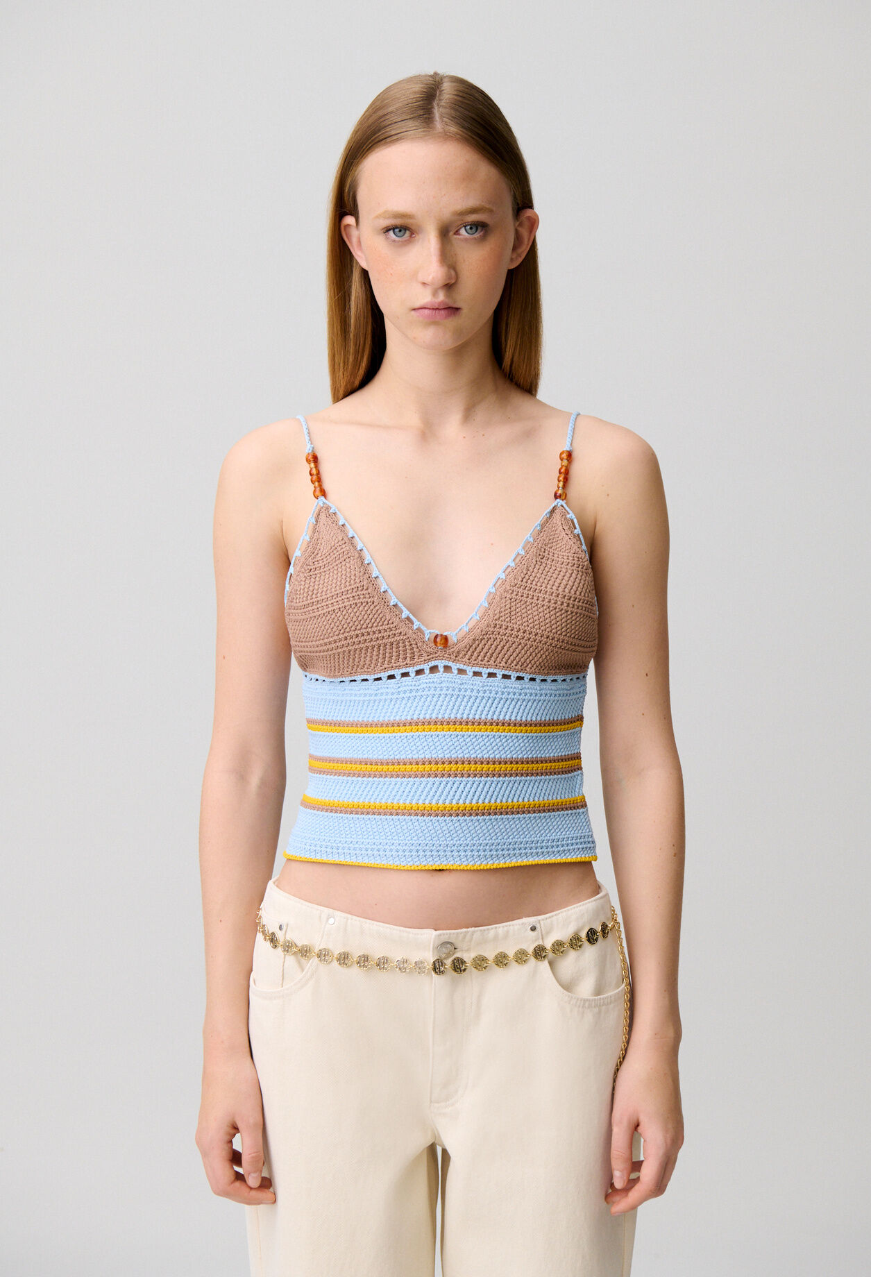 Top crochet multicolore