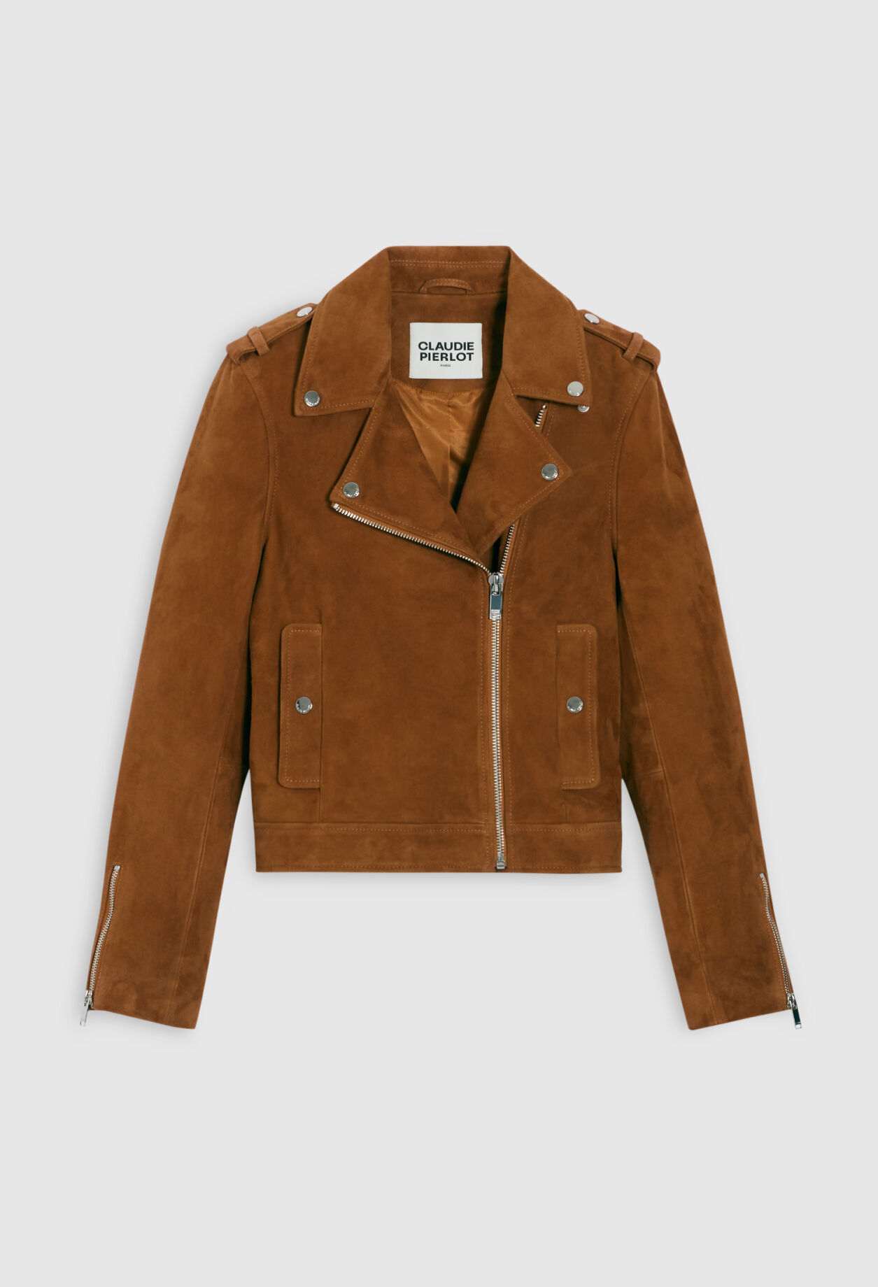 Blouson cuir suede camel
