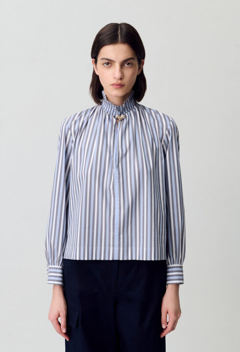 Blouse rayée col victorien