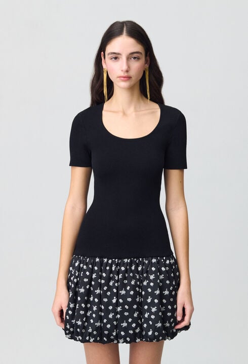 Robe courte boule à fleurs