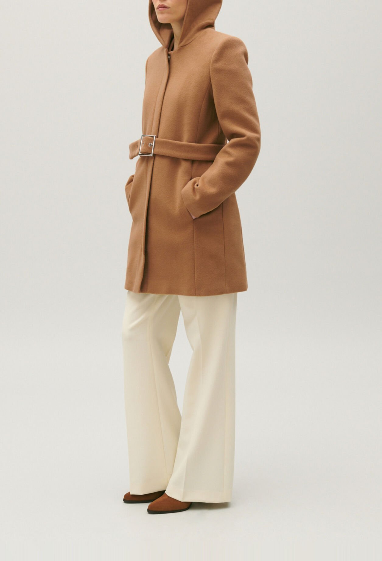 Manteau ceinturé en laine et cachemire