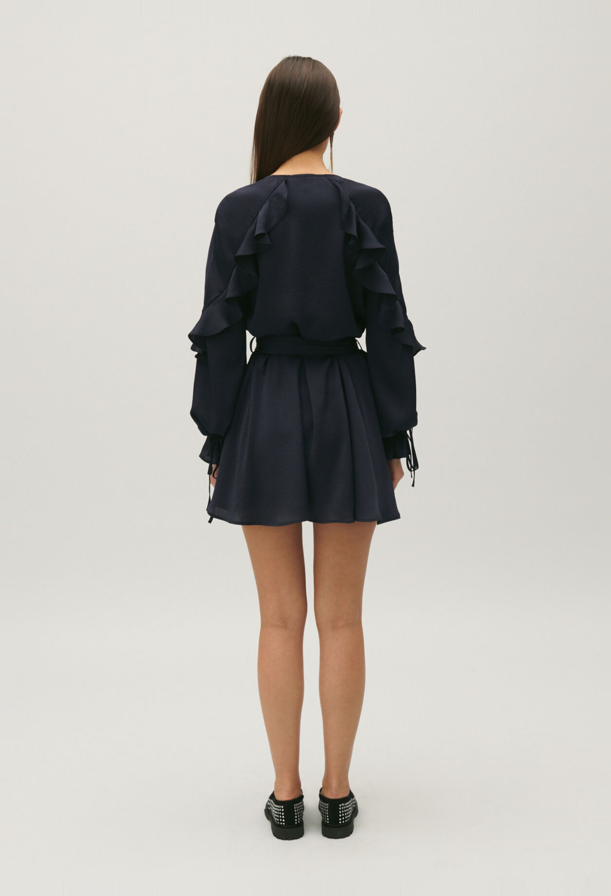 Robe courte volants marine