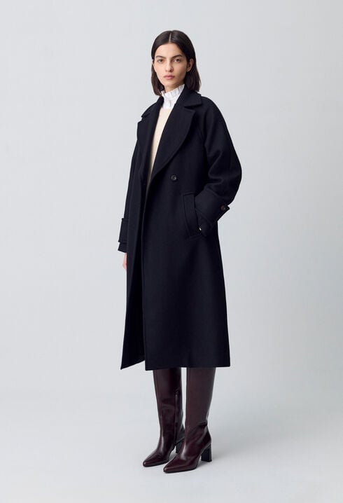 Manteau mi-long laine mélangée