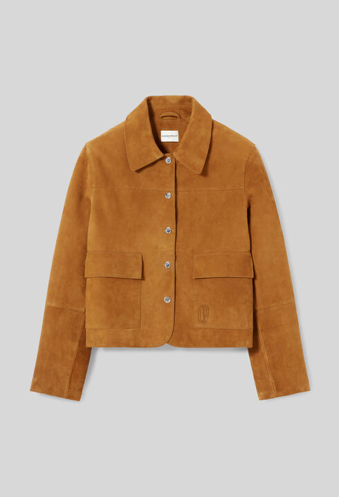 Veste cuir su&egrave;de