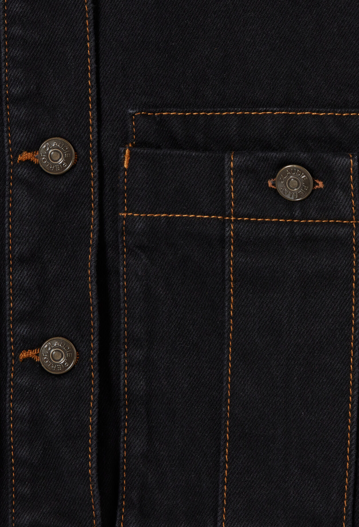 Veste jean col vareuse denim noir