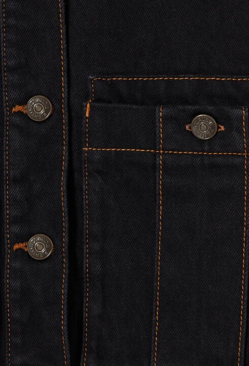 Veste jean col vareuse denim noir
