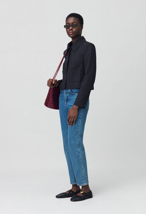 Veste boîte laine mélangée noir