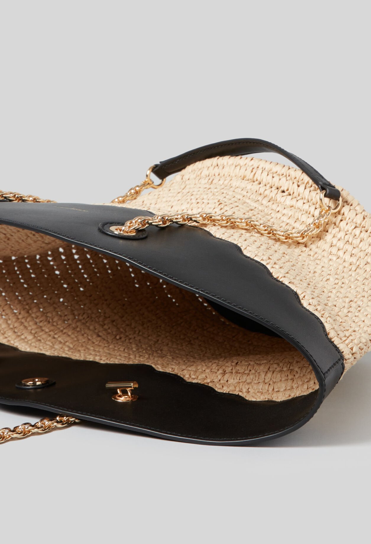 Sac panier tressé et cuir