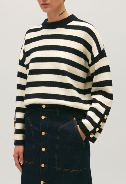 Pull ample rayures bicolores