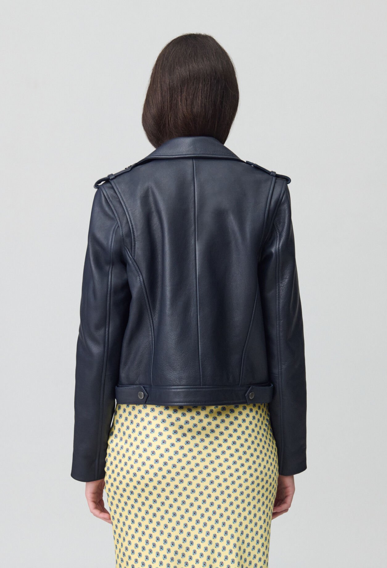 Veste cuir grainé noir