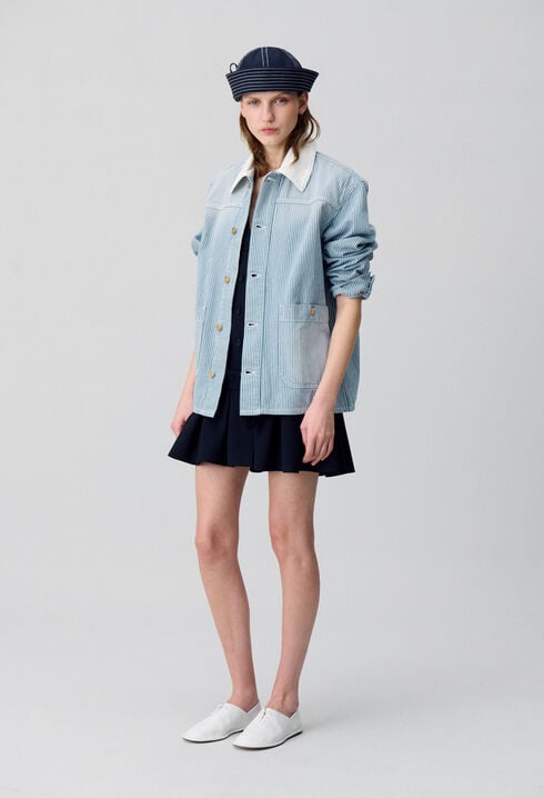 Veste denim gabardine à rayures