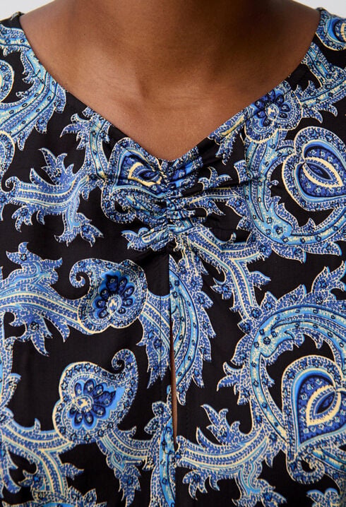 Robe courte fluide imprim&eacute;e