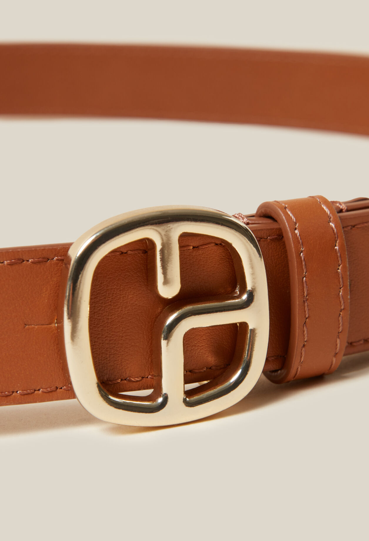 Ceinture cuir monogramme marron